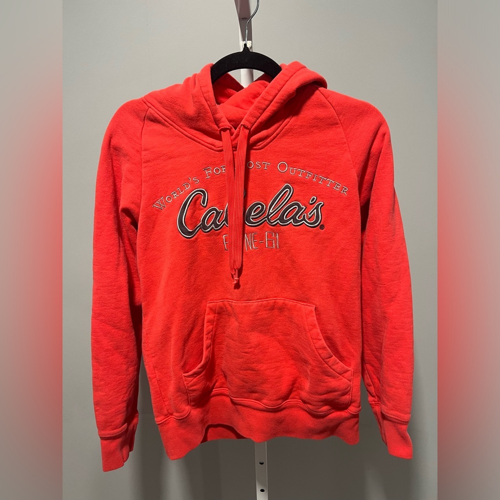 NWOT Cabela’s Hot Coral Game Day Hoodie Cotton Drawstring Kangaroo Pouch Size S